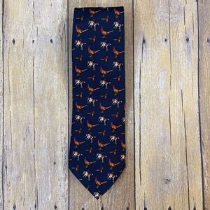 Polo Ralph Lauren Tie Vintage Equestrian Pheasants Silk Hand Made In Italy